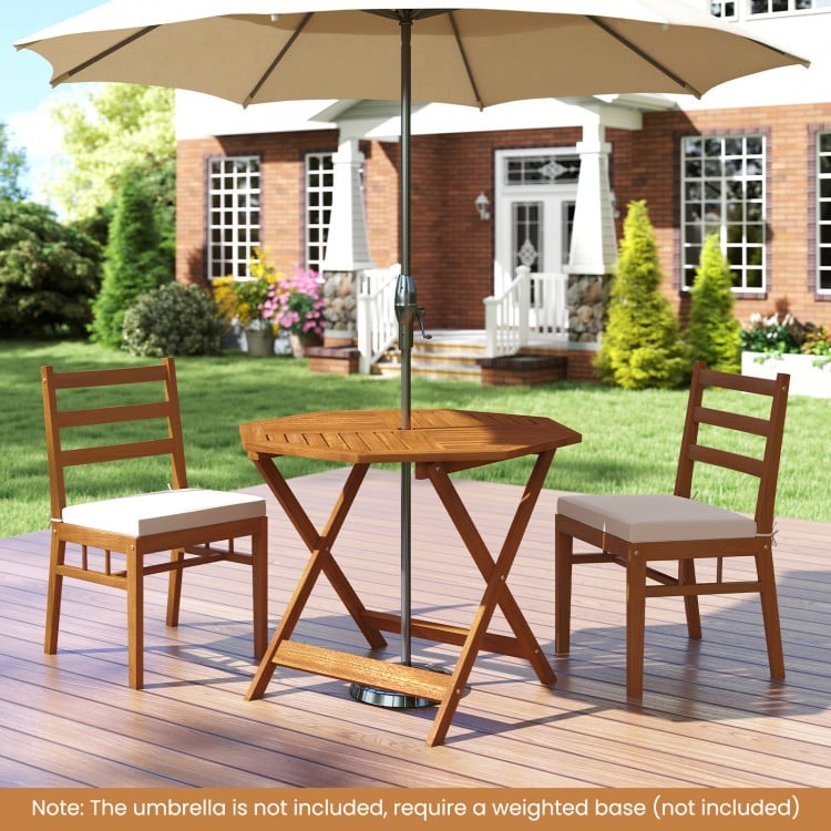 35.5 Inch Solid Wood Patio Dining Table Octagon Table with 1.97 Inch Umbrella Hole