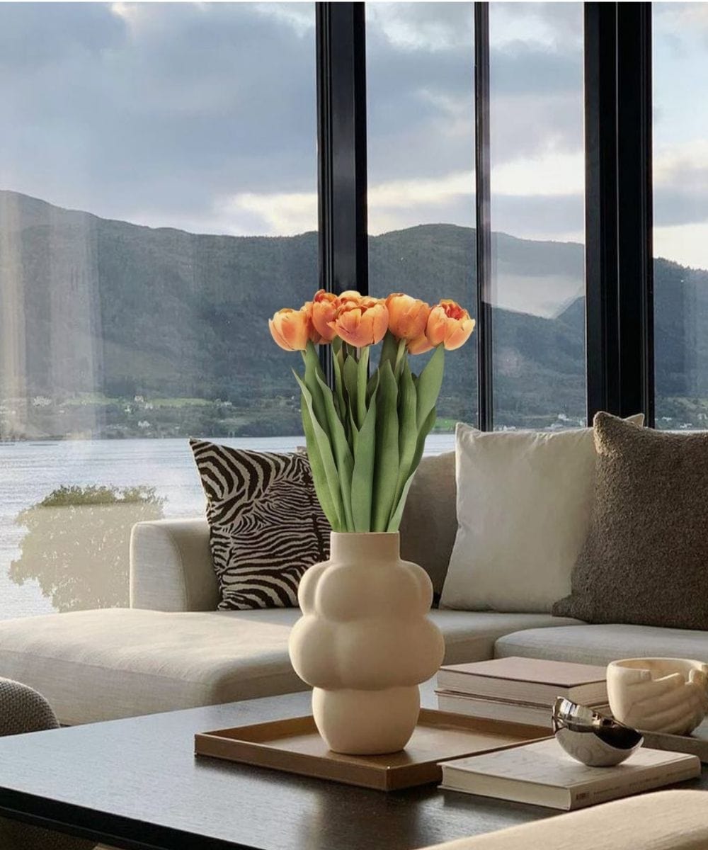 Arleta Artificial Orange Tulip Bouquet 23''X 8'' (Set Of 8) 