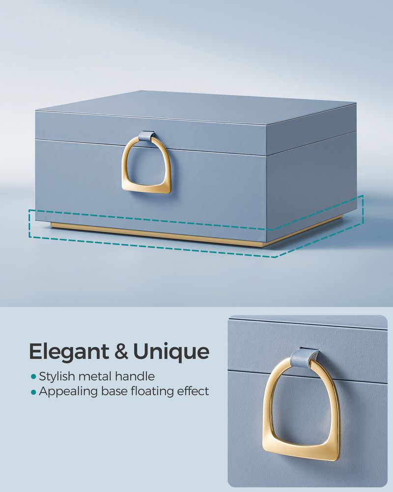 SONGMICS 2-Layer Jewelry Box with Handle and Removable Jewelry Tray 