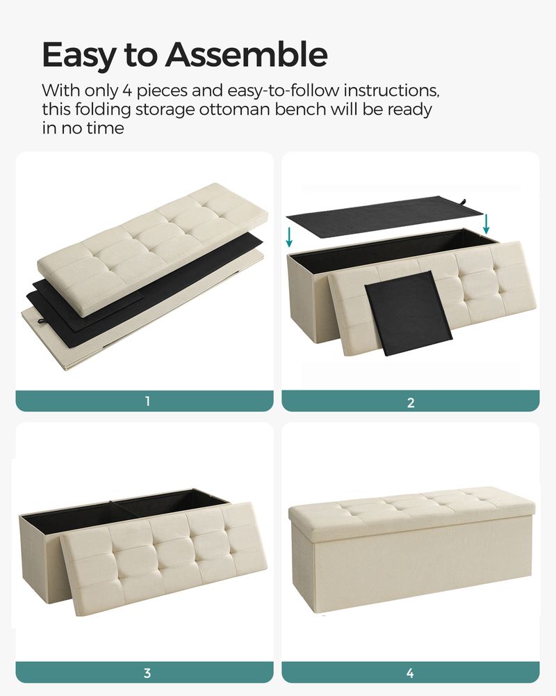 SONGMICS MAZIE Collection 43'' Folding Storage Ottoman Bench 