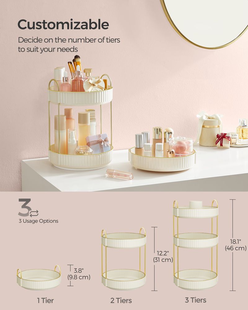 SONGMICS Round Rotating Skincare Organizer Countertop 