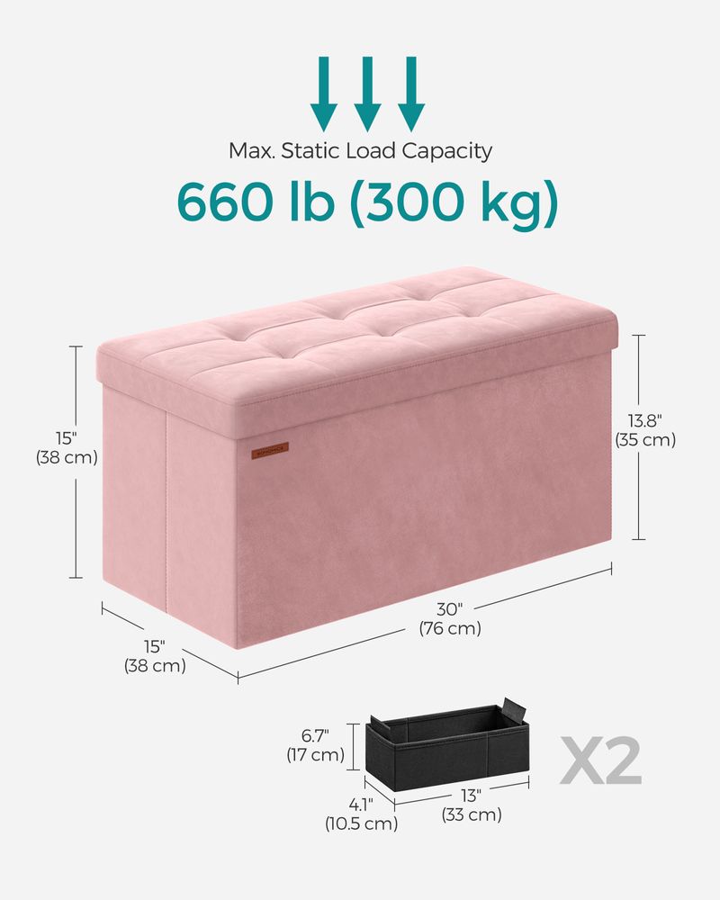 SONGMICS Storage Ottoman Bench with Storage Chest, Load up to 660 lb 