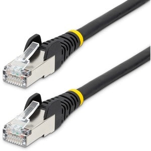 12ft CAT6a Ethernet Cable, Black Low Smoke Zero Halogen (LSZH) 10 GbE 100W PoE S/FTP Snagless RJ-45 Network Patch Cord 