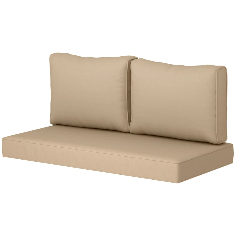 Outdoor Seat Cushions with Backrest, Loveseat Double Sofa Outdoor Furniture Cushions, Beige