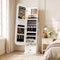 360° Swivel Jewelry Cabinet with Full-Length Mirror, LED Makeup Mirror & Storage – White