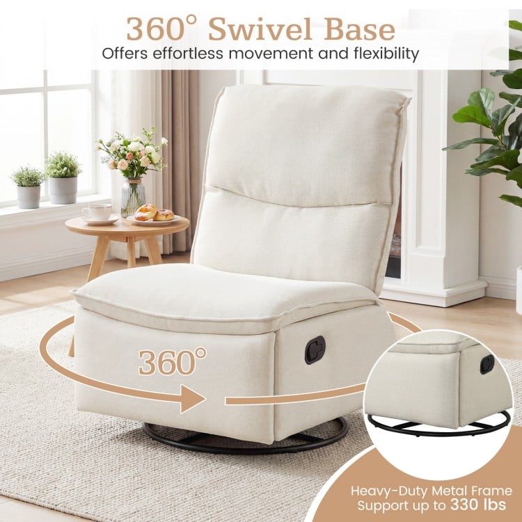 360° Swivel Rocking Chair with Cushioned Back for Living Room-Beige