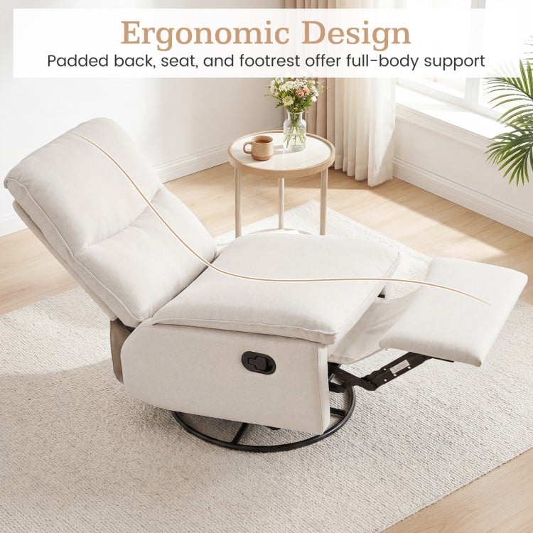 360° Swivel Rocking Chair with Cushioned Back for Living Room-Beige