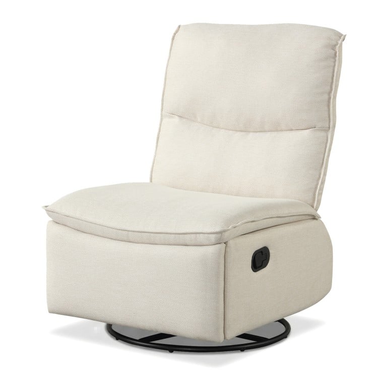 360° Swivel Rocking Chair with Cushioned Back for Living Room-Beige
