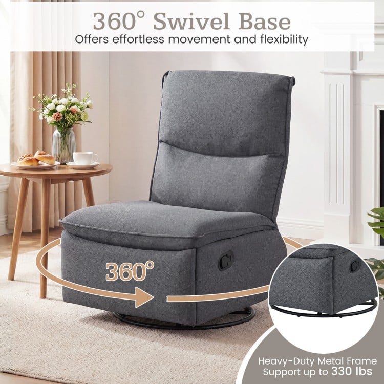 360° Swivel Rocking Chair with Cushioned Back for Living Room-Gray