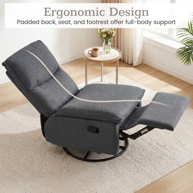 360° Swivel Rocking Chair with Cushioned Back for Living Room-Gray
