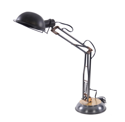 33" Black Metal Desk Table Lamp With Black Bowl Shade 