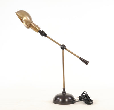 20" Black Metal Adjustable Desk Table Lamp With Gold Bowl Shade 
