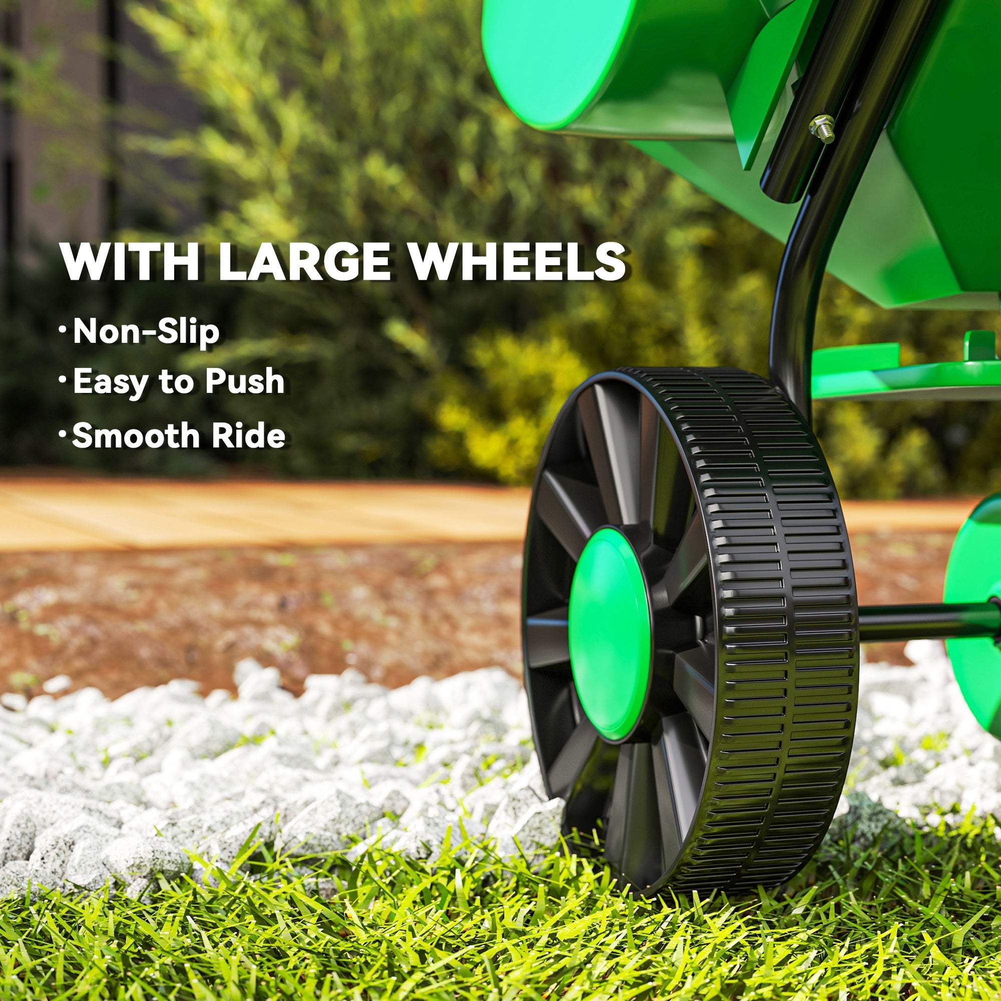 Outsunny Broadcast Spreader, 40 L Walk-Behind Fertilizer Spreader with 8.5" Wheels for Fertilizer, Seeds, Salt, 132 LB Capacity 
