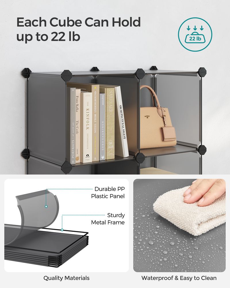 SONGMICS 6 Cube Storage Organizer with Feet and Rubber Mallet 