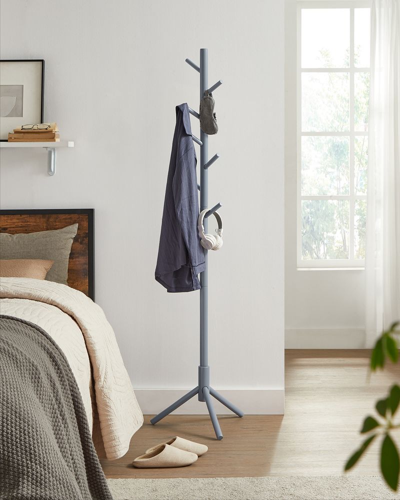 VASAGLE Solid Wood Coat Rack with 8 Hooks 