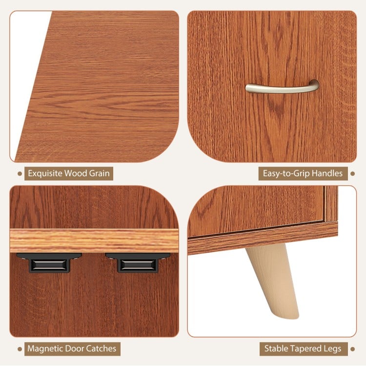 36 Inch Sideboard Buffet Cabinet with Open Compartment-Brown