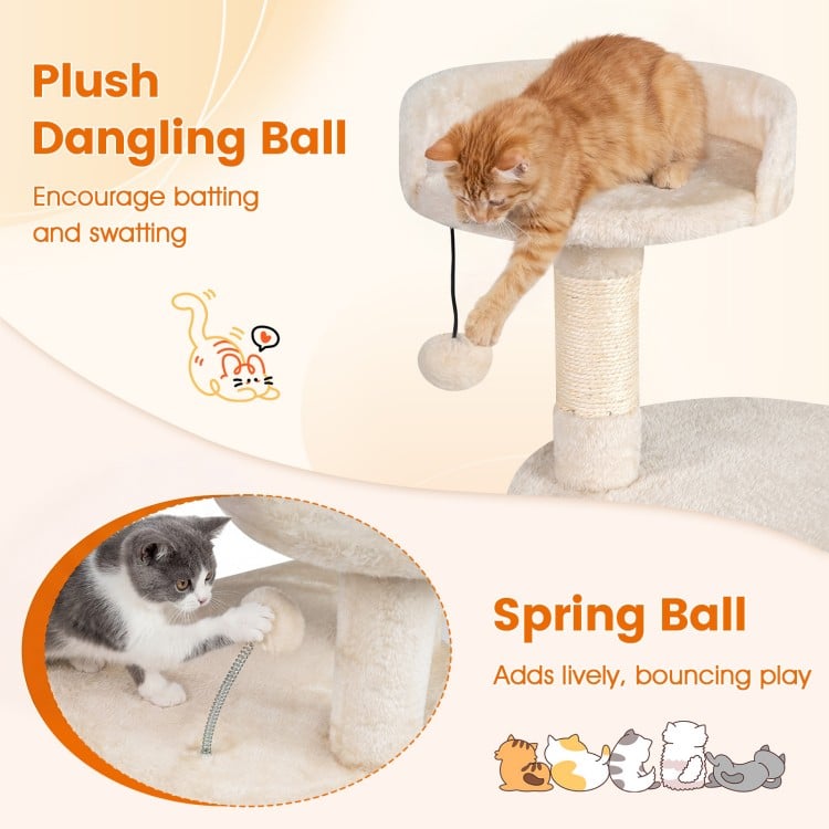 36 Inch Tall Kitten Tower with Condo and Plush Perch-Beige