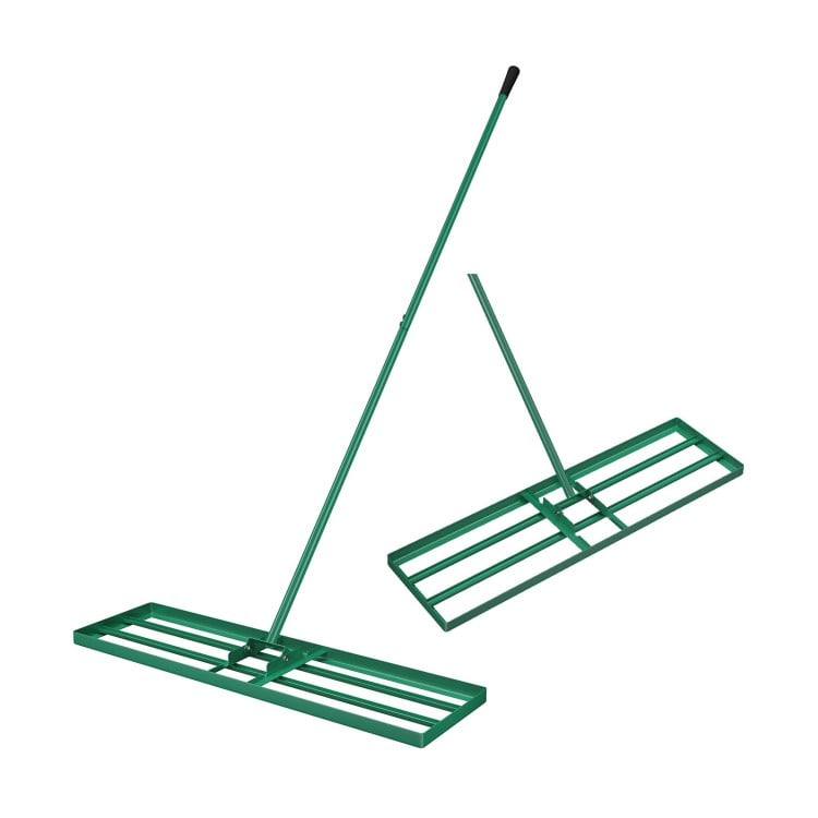 36 x 10 Inch Lawn Leveling Rake with Ergonomic Handle-Green