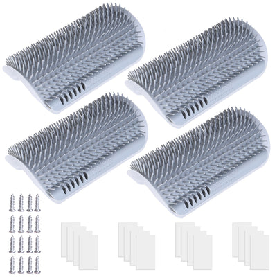 4Pcs Cat Self Groomer Soft Silicone Wall Corner Scratcher Pet Grooming Hair Brush Comb Massage Tool Kitten Indoor Long Short Fur 