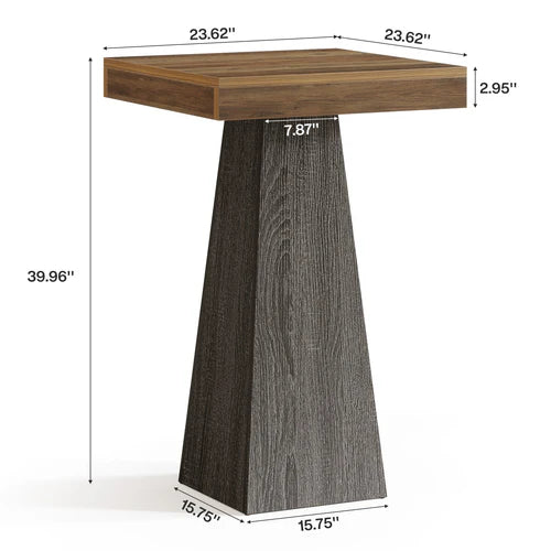 Bar Table 39.96" Square Pub Dining Table for Cocktail and Home Bar with Heavy Duty MDF Frame Brown & Gray