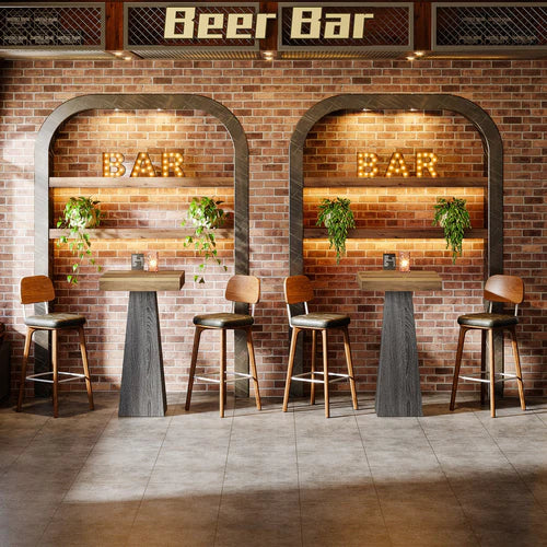 Bar Table 39.96" Square Pub Dining Table for Cocktail and Home Bar with Heavy Duty MDF Frame Brown & Gray