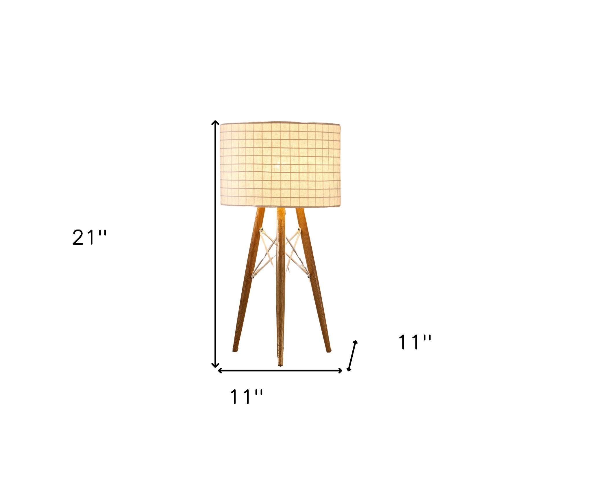 21" Brown Solid Wood Tripod Table Lamp With White Shade