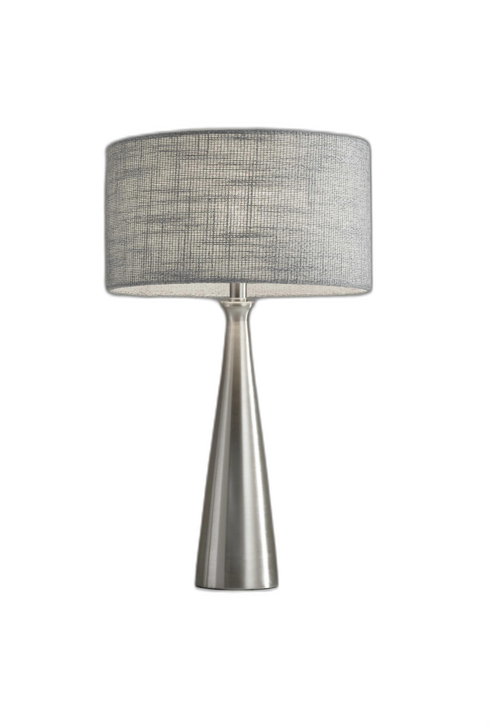 Brushed Steel Metal Finish Tapered Basectable Lamp