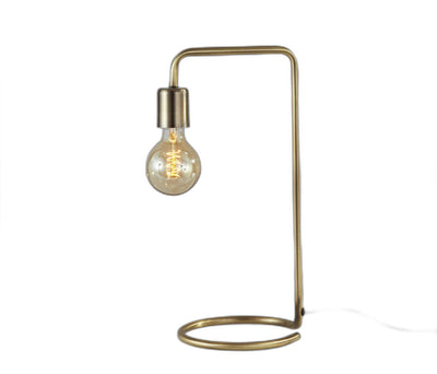 Industrial Antique Brass Finish Metal Desk Lamp With Vintage Edison Bulb 