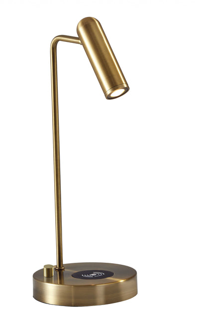 17" Brass Metal LED Desk Lamp With USB And Wireless Charging 