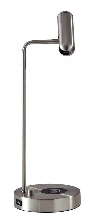 17" Silver Desk Lamp with USB and Wireless Charging 