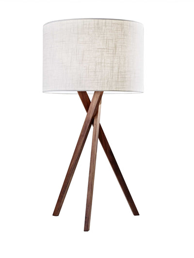 Tripod Leg Walnut Wood Table Lamp 