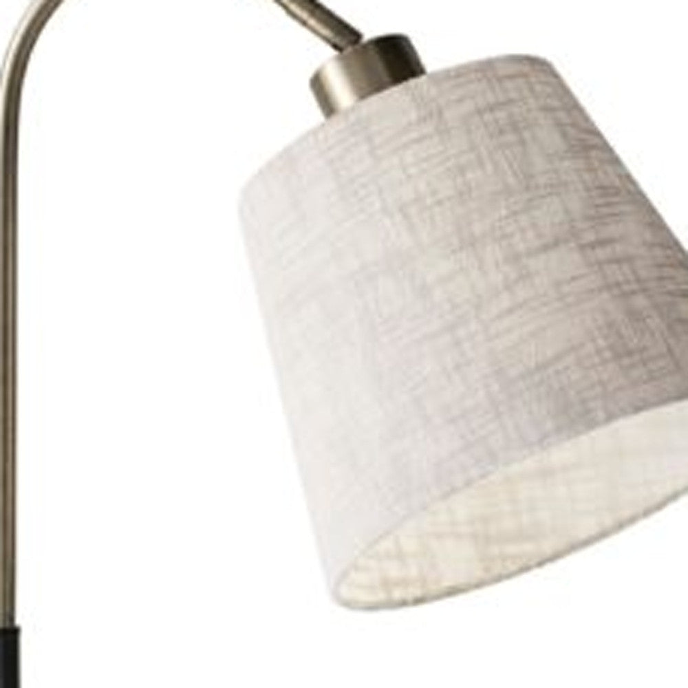 21" Natural Brown Metal Desk Table Lamp With White Shade