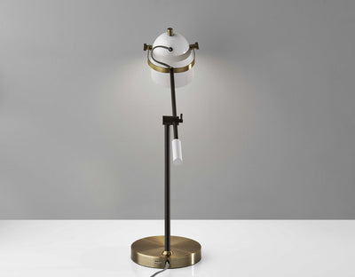 29" Gold Metal Standard Table Lamp With White Shade 