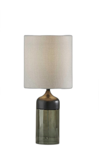 23" Black Glass Bedside Table Lamp With White Shade 