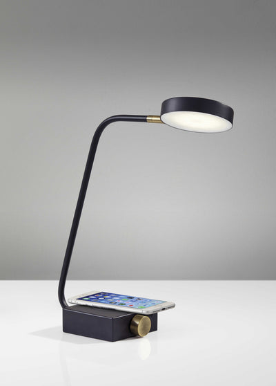 Tech Enhanced Black Metal Disk Led Adjustable Desk Lamp 