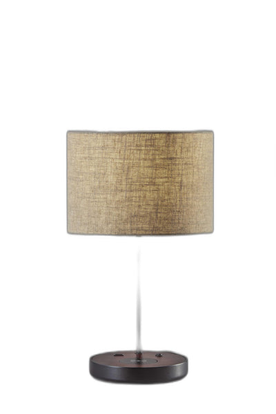 Matte Black Metal Wood Wireless Charging Table Lamp 