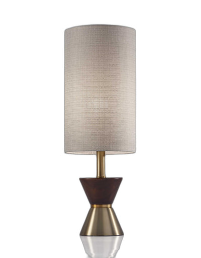 Brass Wood Metal Diabolo Table Lamp 