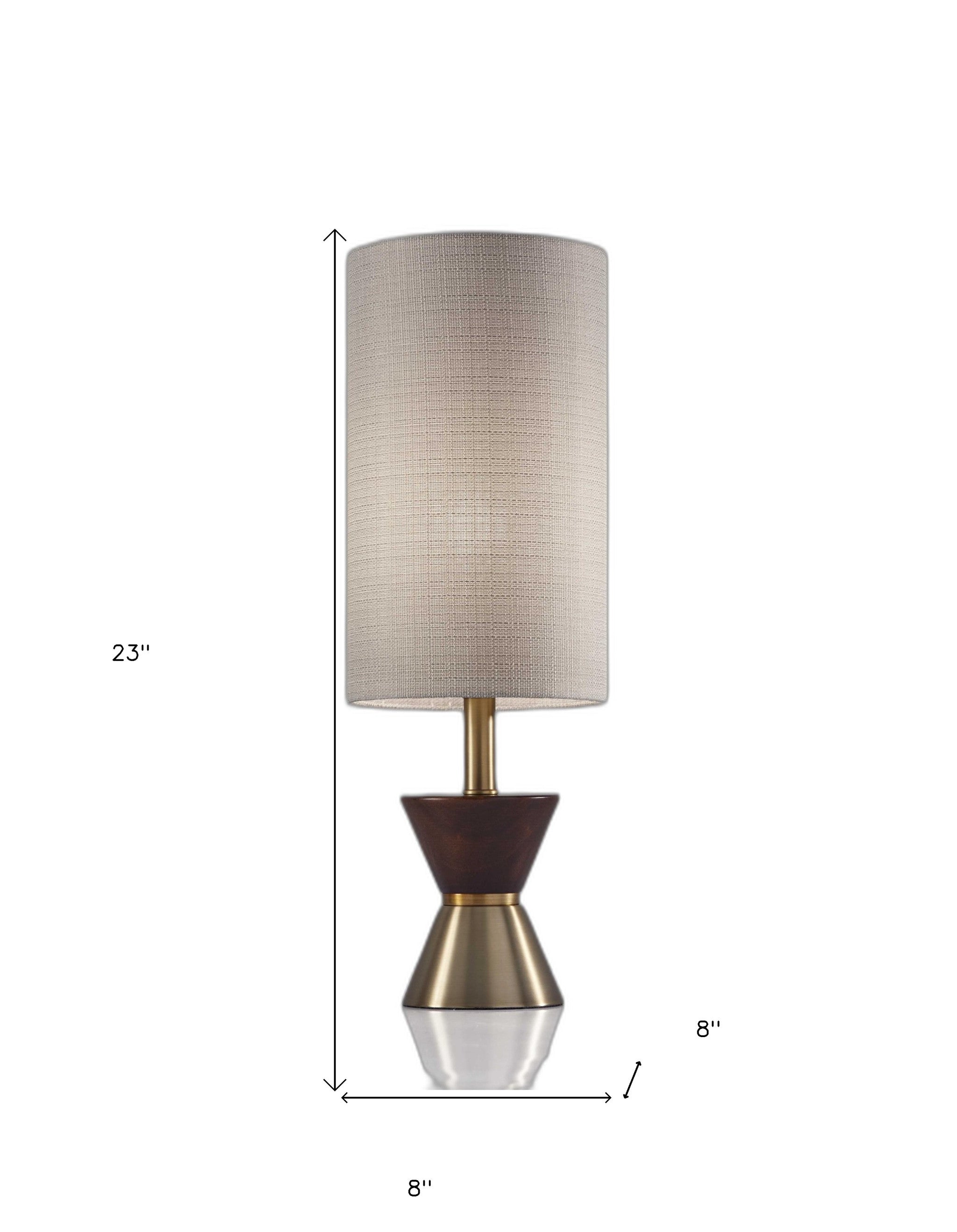 Brass Wood Metal Diabolo Table Lamp