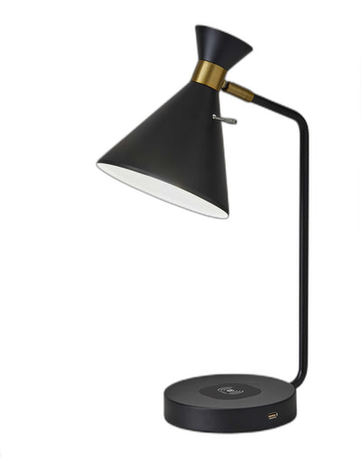 Asymmetrical Diabolo Black Metal Desk Lamp 