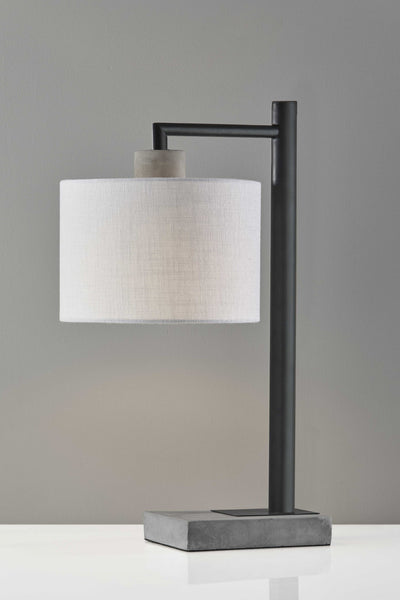 23" Gray Metal Novelty Table Lamp With White Empire Shade 