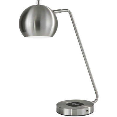 21" Silver Metal Desk Table Lamp With Silver Shade 
