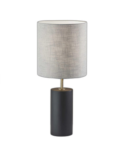 Black Wood Circular Block Table Lamp 