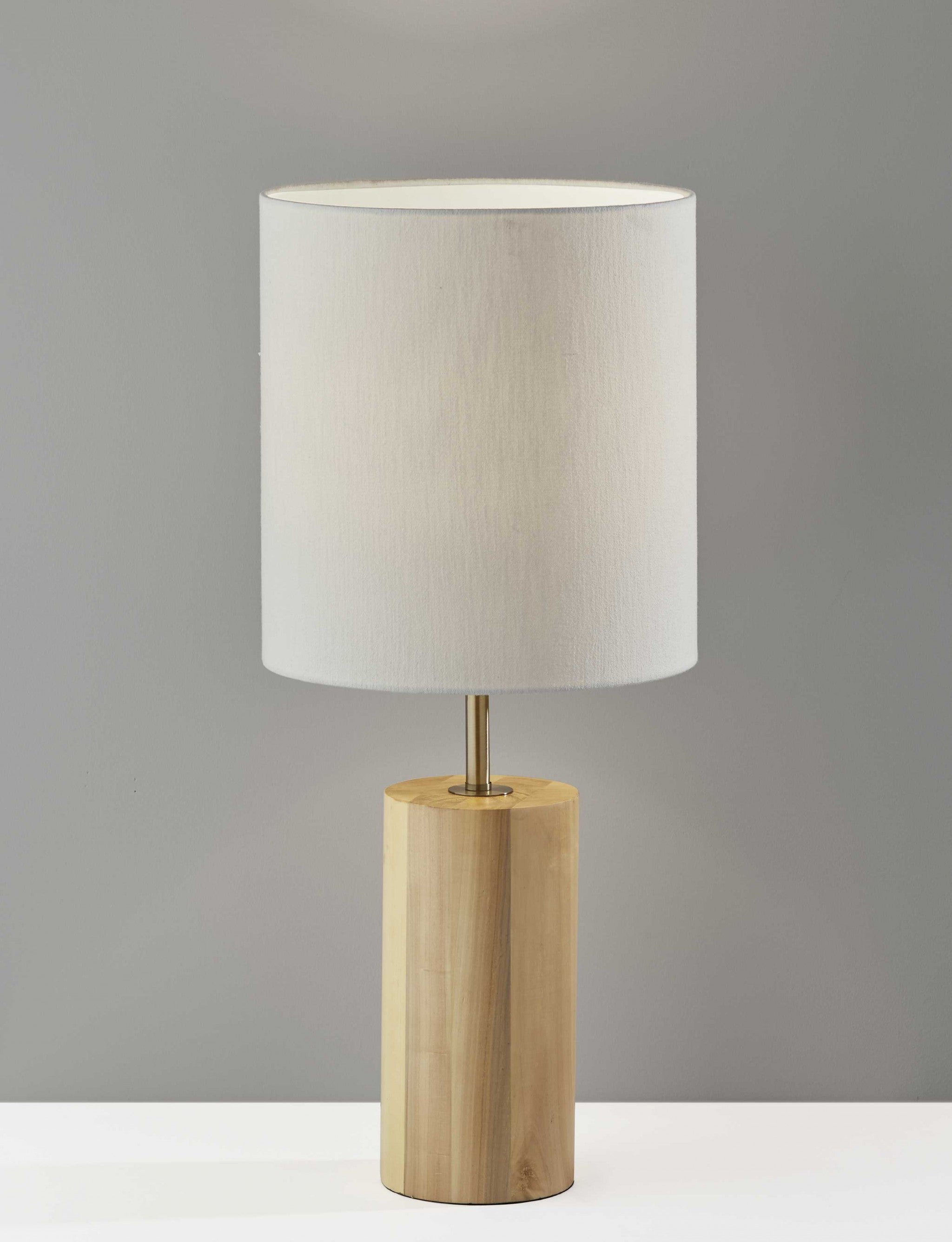 Natural Wood Circular Block Table Lamp