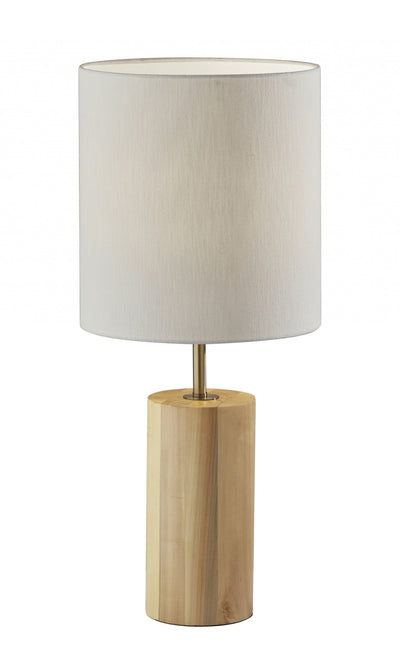 Natural Wood Circular Block Table Lamp 
