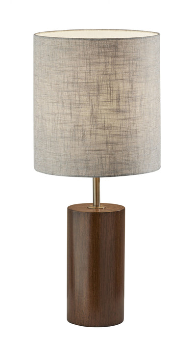 Walnut Wood Circular Block Table Lamp 
