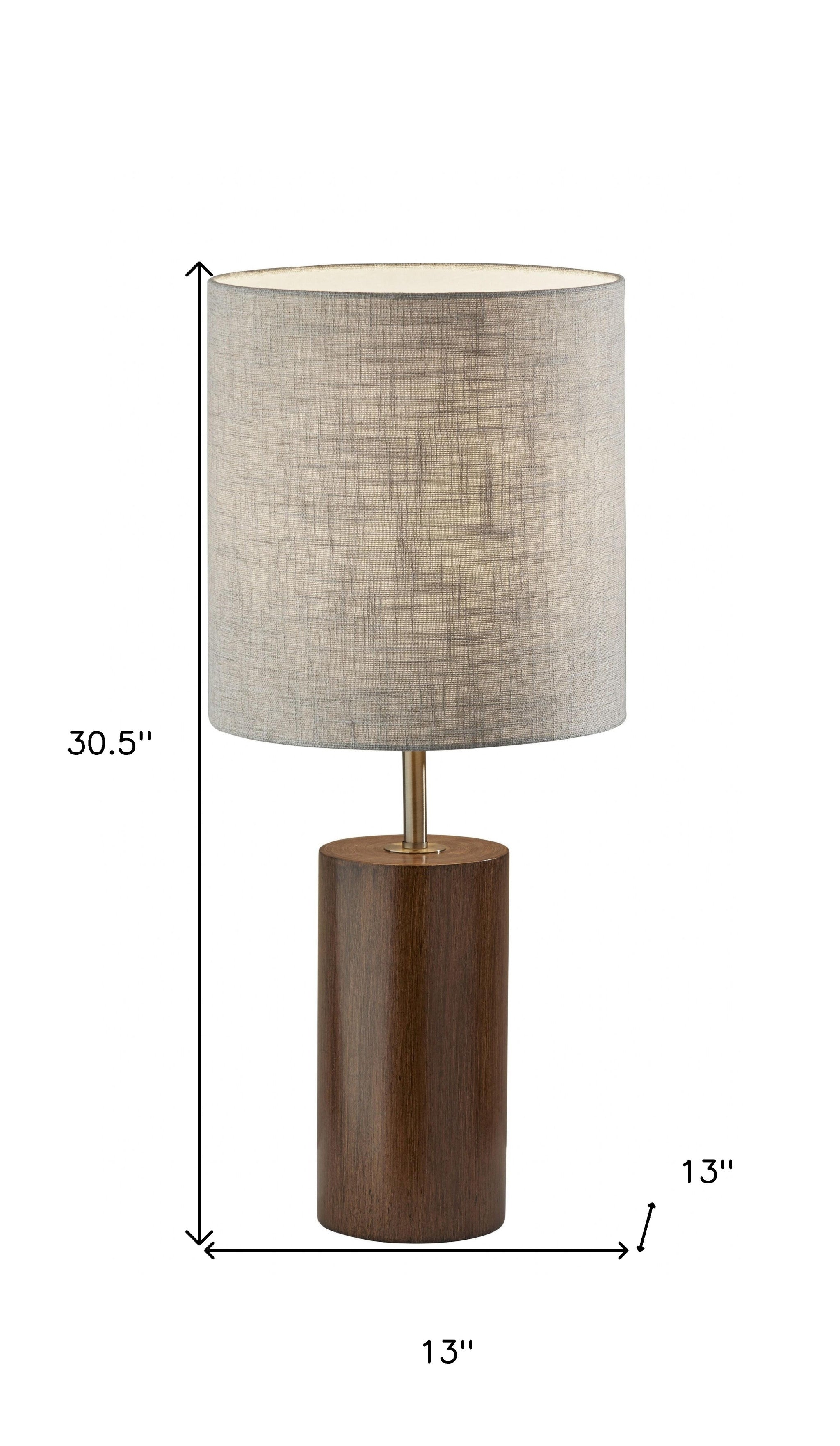 Walnut Wood Circular Block Table Lamp