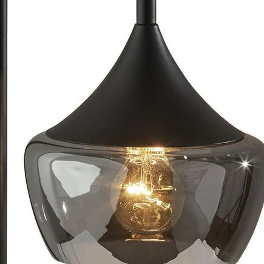 Gnome Smoked Glass Black Metal Table Lamp