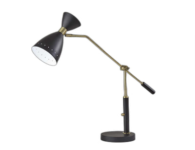Brass Cinch Black Metal Adjustable Desk Lamp 