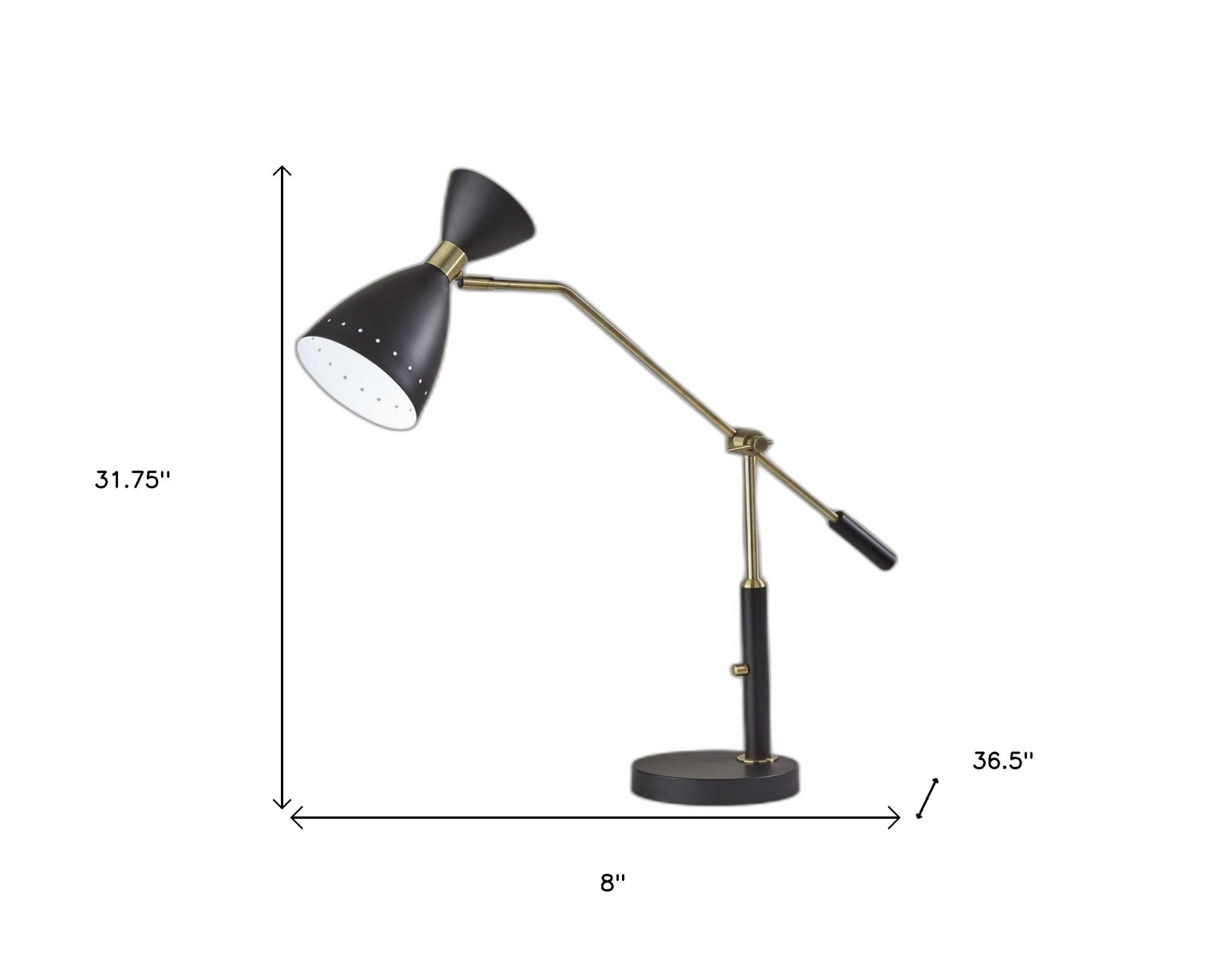 Brass Cinch Black Metal Adjustable Desk Lamp