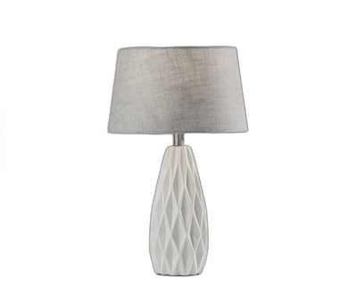 Set Of 2 White Ceramic Geometric Base Table Lamp 